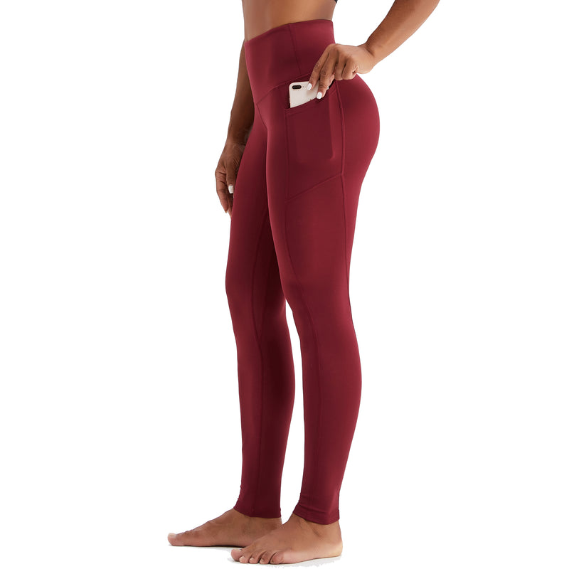 High Waisted Leggings for Women Tummy Control Red