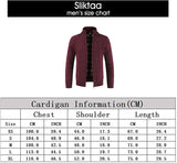 Mens Knitted Cardigan Thick Sweater Full Zip Stand Collar Warm Jumper Fleece Lined Winter Coat