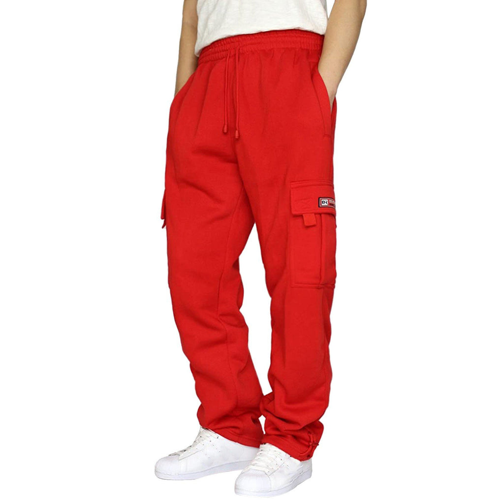 2021 Men's Rope Loosening Waist Solid Color Pocket Trousers Loose Sports Trousers