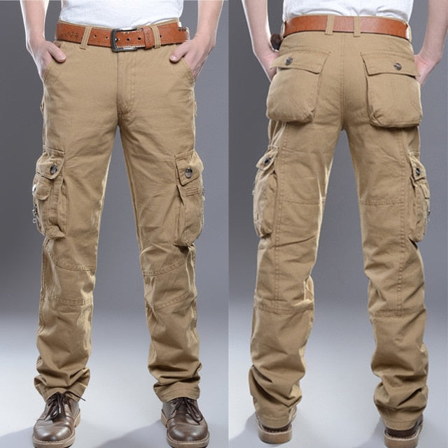2021 New Men Cargo Pants Big Pockets Decoration Mens Casual Trousers