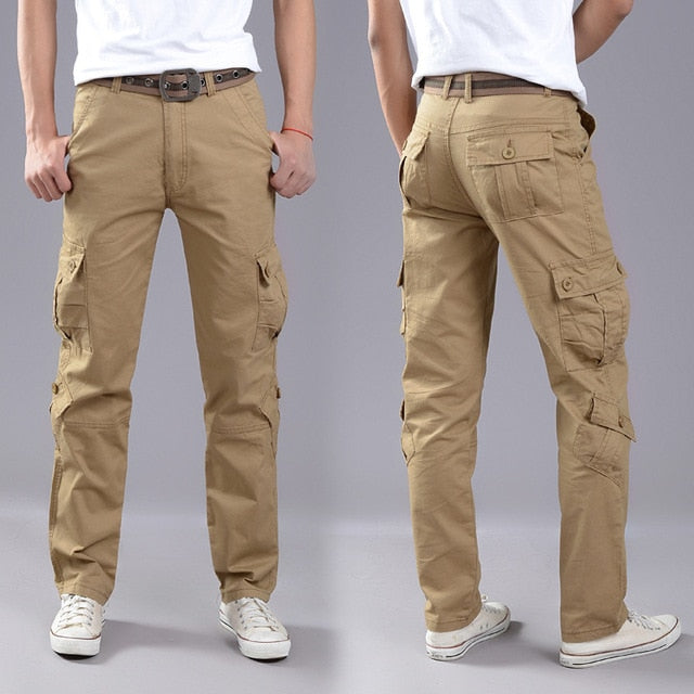 2021 New Men Cargo Pants Big Pockets Decoration Mens Casual Trousers