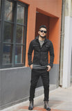 Men's Autumn Slim Casual Black Denim European Style Fashion Jacket Mextrosexual Men Solid Hip Hops Retro Outwear