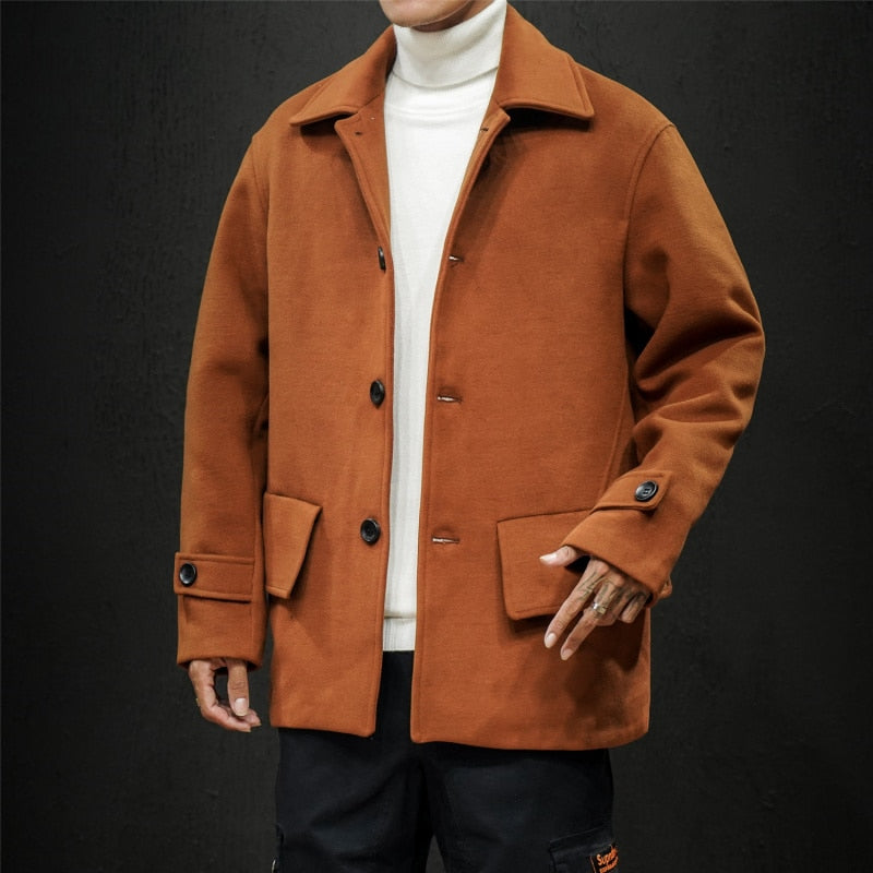 Winter Wool Jacket Men High-quality Wool Coat Casual Slim Collar Men's Trench