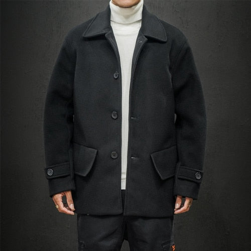 Winter Wool Jacket Men High-quality Wool Coat Casual Slim Collar Men's Trench