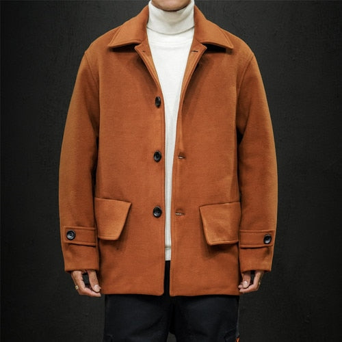 Winter Wool Jacket Men High-quality Wool Coat Casual Slim Collar Men's Trench