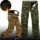 Winter Fleece Warm Tactical Pants Zip Cotton Trousers Loose Army Green Cargo Pants Men Casual