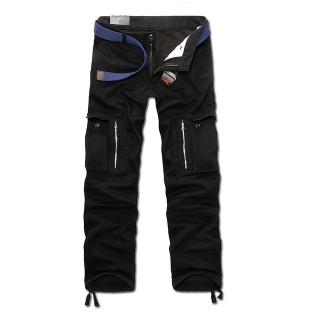 Winter Fleece Warm Tactical Pants Zip Cotton Trousers Loose Army Green Cargo Pants Men Casual