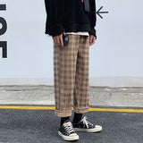 Autumn Corduroy Pants Men Fashion Retro Casual Plaid Pants Men Streetwear Hip Hop Loose Straight Trousers Male