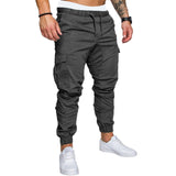 New Casual Joggers Pants Cargo Solid Color Men Cotton Elastic Long Trousers pantalon homme Military Army
