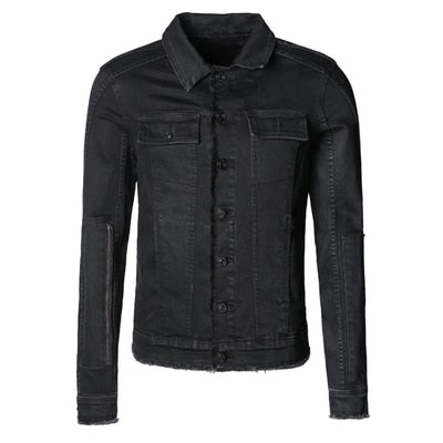 Men's Autumn Slim Casual Black Denim European Style Fashion Jacket Mextrosexual Men Solid Hip Hops Retro Outwear