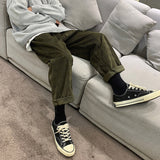 Autumn Corduroy Pants Men Fashion Retro Casual Plaid Pants Men Streetwear Hip Hop Loose Straight Trousers Male