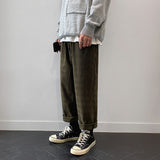 Autumn Corduroy Pants Men Fashion Retro Casual Plaid Pants Men Streetwear Hip Hop Loose Straight Trousers Male