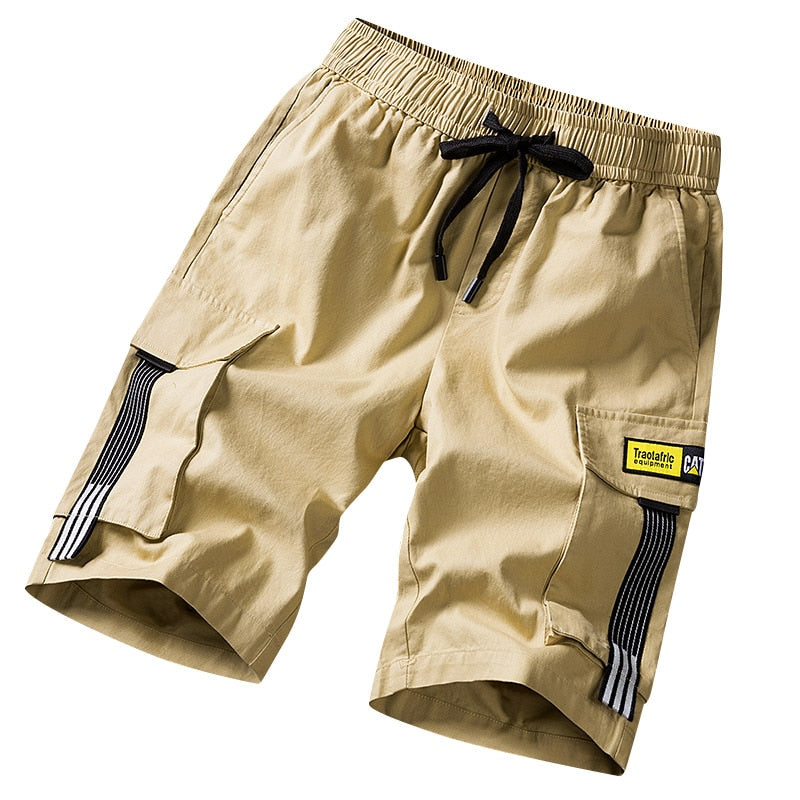 Streetwear Shorts Black 2021 Summer Fashion Cotton Side Pockets Breeches Bermuda Male Elastic Waist Band Casual Cargo Shorts Men