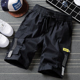 Streetwear Shorts Black 2021 Summer Fashion Cotton Side Pockets Breeches Bermuda Male Elastic Waist Band Casual Cargo Shorts Men