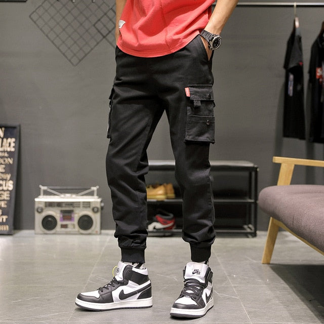 Multi-Pockets Cargo Pants Men Streetwear Baggy Jogger Pants Ankle-Length Harem Pants
