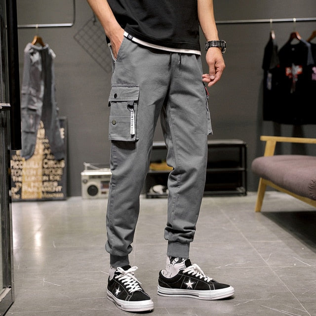 Multi-Pockets Cargo Pants Men Streetwear Baggy Jogger Pants Ankle-Length Harem Pants