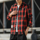 2021 New Spring Casual Plaid Shirt Men Slim Fit Cotton Wool Male Long Sleeve Shirts Men Fashion