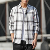 2021 New Spring Casual Plaid Shirt Men Slim Fit Cotton Wool Male Long Sleeve Shirts Men Fashion
