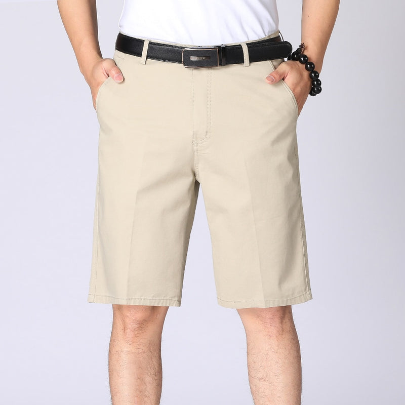Summer Business Casual 100% Cotton Shorts Men Fashion Solid Color Vintage Washed Pockets Cargo Shorts Men