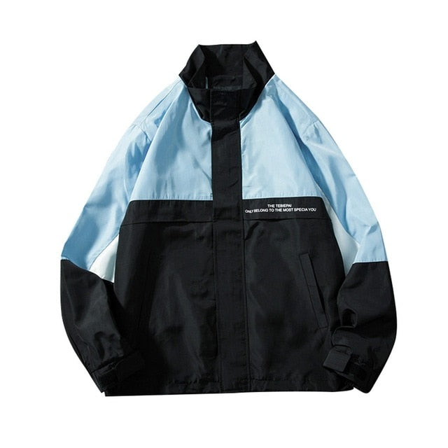 Hip Hop Mens Windbreaker Jacket Autumn 2021 Fashion Casual Patchwork Loose Mens Jacket Sportswear