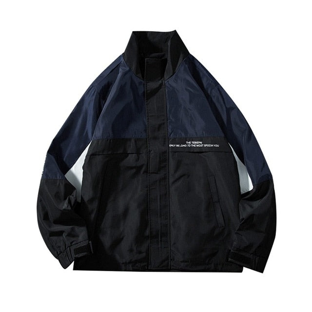 Hip Hop Mens Windbreaker Jacket Autumn 2021 Fashion Casual Patchwork Loose Mens Jacket Sportswear