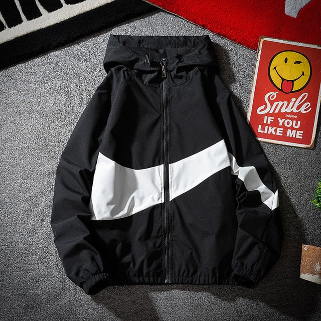 Spring and autumn men's jackets hip-hop windbreaker hooded casual zipper shirt men's casual street men's jackets