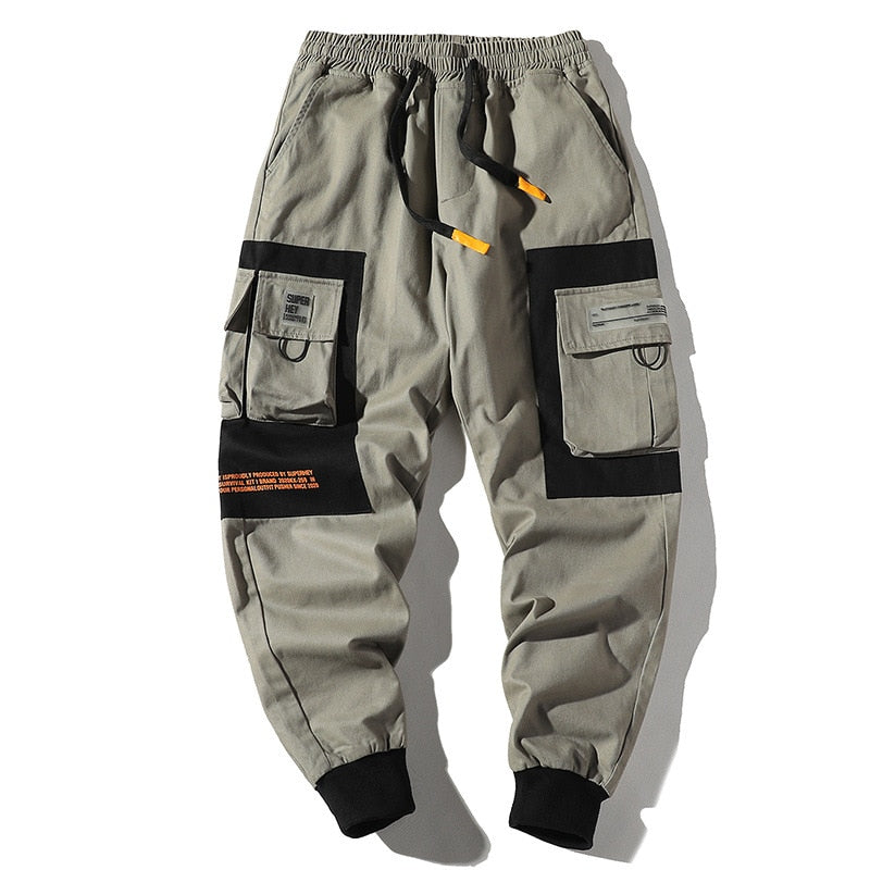 2021 Men Multi-pocket Elastic Waist Design Harem Pant Street Punk Hip Hop Casual Trousers Joggers Male Cargo Pants