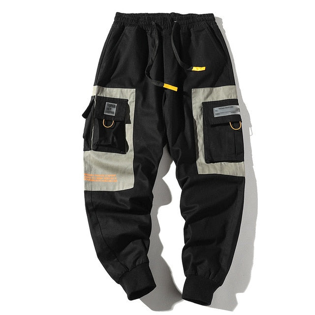 2021 Men Multi-pocket Elastic Waist Design Harem Pant Street Punk Hip Hop Casual Trousers Joggers Male Cargo Pants