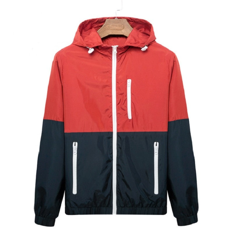 Men Casual Spring Autumn Lightweight Jacket 2021 New Arrival Hooded Contrast Color Zipper up Jackets Outwear Cheap