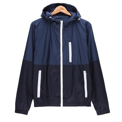 Men Casual Spring Autumn Lightweight Jacket 2021 New Arrival Hooded Contrast Color Zipper up Jackets Outwear Cheap