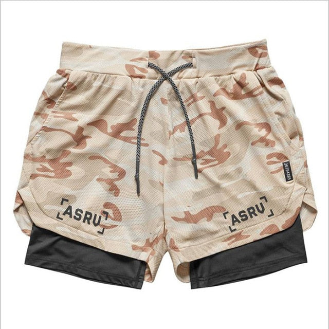 2021 New Double deck Running Shorts Men  Fitness Workout Bermuda Bodybuilding Quick dry Short Pants Male  clothing Bottoms