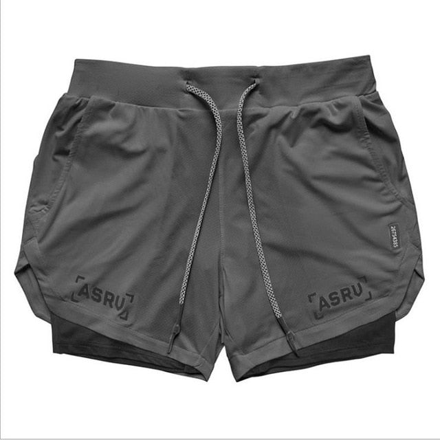 2021 New Double deck Running Shorts Men  Fitness Workout Bermuda Bodybuilding Quick dry Short Pants Male  clothing Bottoms