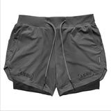 2021 New Double deck Running Shorts Men  Fitness Workout Bermuda Bodybuilding Quick dry Short Pants Male  clothing Bottoms
