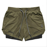 2021 New Double deck Running Shorts Men  Fitness Workout Bermuda Bodybuilding Quick dry Short Pants Male  clothing Bottoms