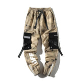 Streetwear Ribbons Cargo Pants Mens Camouflage Joggers Hip Hop Korean Fashions Designer Camo Sweatpants