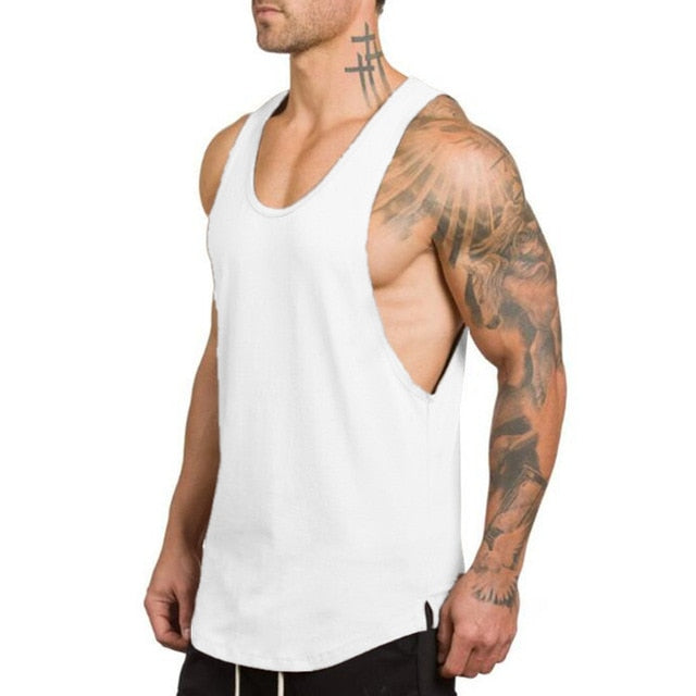 Cotton Singlets Bodybuilding Stringer Tank Top Men Fitness Shirt Muscle Vest