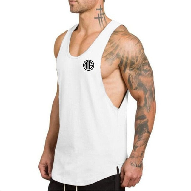 Cotton Singlets Bodybuilding Stringer Tank Top Men Fitness Shirt Muscle Vest