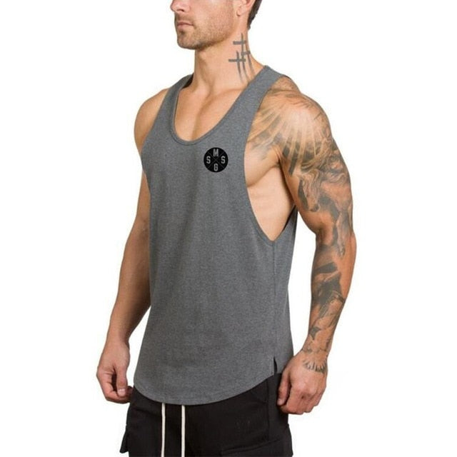 Cotton Singlets Bodybuilding Stringer Tank Top Men Fitness Shirt Muscle Vest