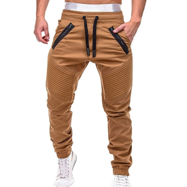 Men Casual Joggers Pants Solid Thin Cargo Sweatpants Male Multi-pocket Trousers New Sportswear Hip Hop Pencil Pants