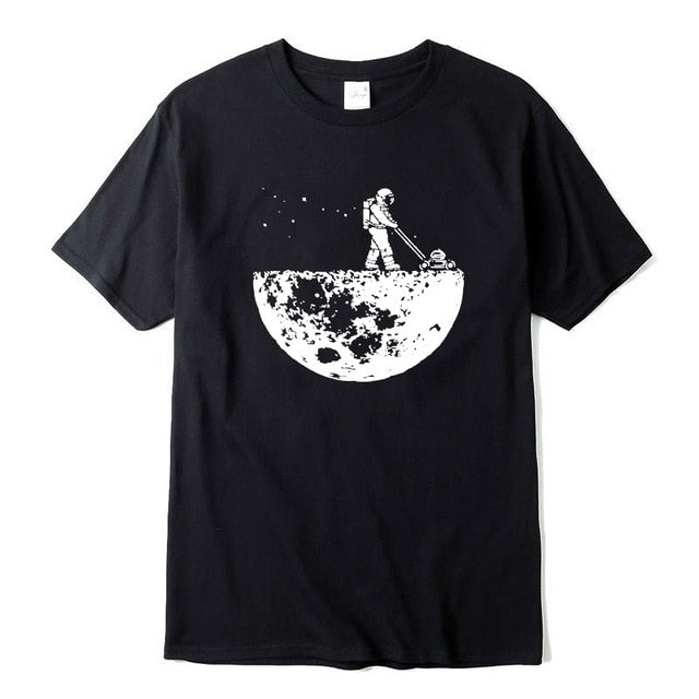 Highquality 100% cotton Lunar cleaner printing street style casual short sleeve men T shirt cool loose male t-shirt