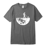Highquality 100% cotton Lunar cleaner printing street style casual short sleeve men T shirt cool loose male t-shirt