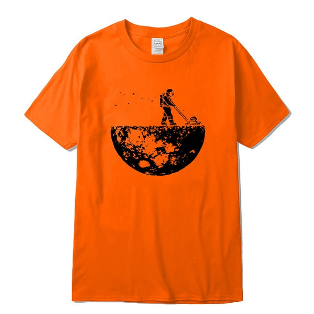 Highquality 100% cotton Lunar cleaner printing street style casual short sleeve men T shirt cool loose male t-shirt