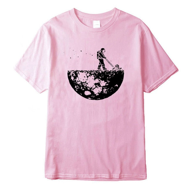 Highquality 100% cotton Lunar cleaner printing street style casual short sleeve men T shirt cool loose male t-shirt