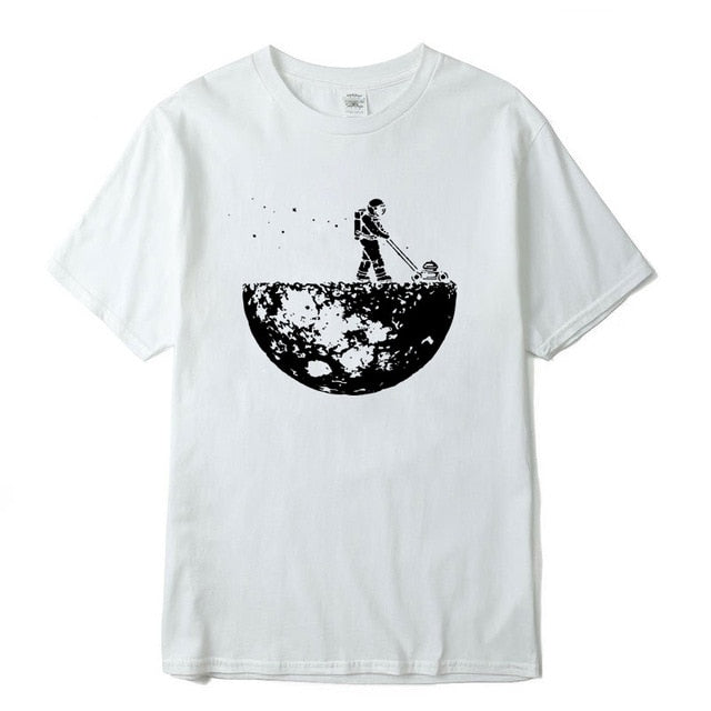Highquality 100% cotton Lunar cleaner printing street style casual short sleeve men T shirt cool loose male t-shirt