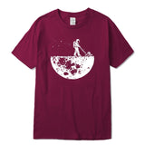 Highquality 100% cotton Lunar cleaner printing street style casual short sleeve men T shirt cool loose male t-shirt