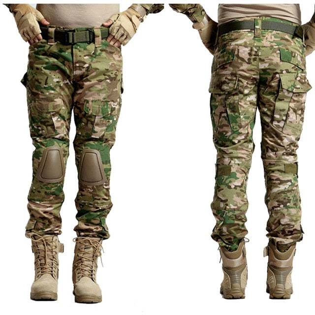 Multicam Camouflage Military Tactical Pants Army Uniform Trouser Hiking Pants Paintball Combat Cargo Pants With Knee Pads
