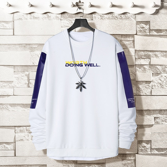 Oversized Crewneck Sweatshirt Men 2021 Spring Solid Hip Hop Japanese Streetwear Pullovers Hoodie Sweatshirts Male