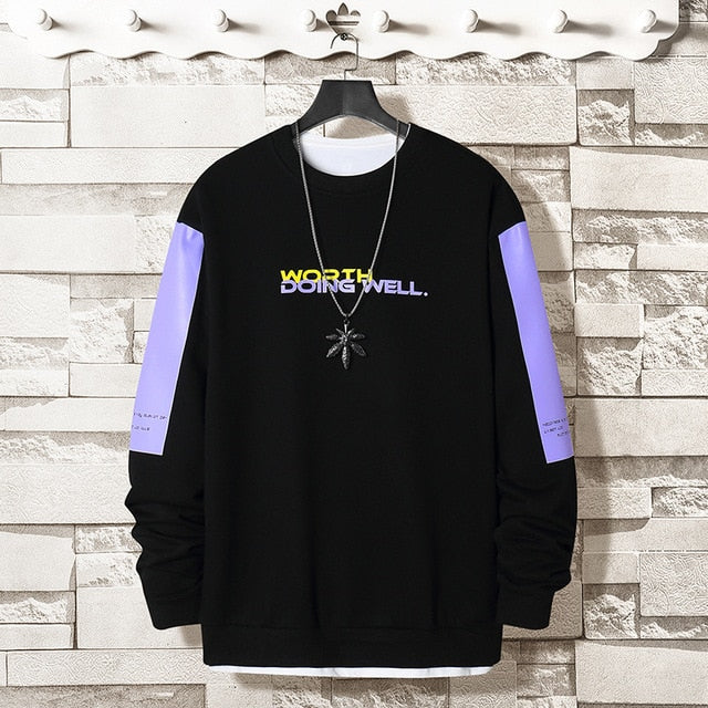 Oversized Crewneck Sweatshirt Men 2021 Spring Solid Hip Hop Japanese Streetwear Pullovers Hoodie Sweatshirts Male