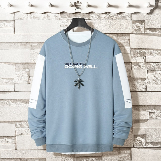Oversized Crewneck Sweatshirt Men 2021 Spring Solid Hip Hop Japanese Streetwear Pullovers Hoodie Sweatshirts Male
