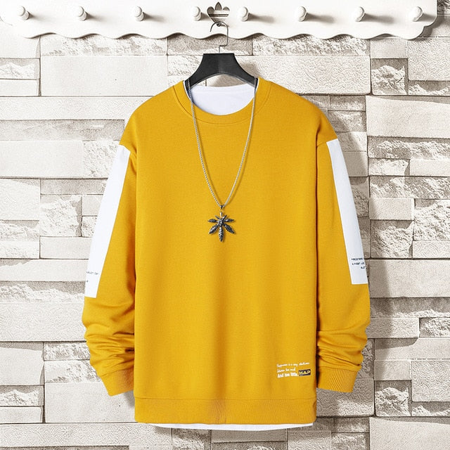 Oversized Crewneck Sweatshirt Men 2021 Spring Solid Hip Hop Japanese Streetwear Pullovers Hoodie Sweatshirts Male
